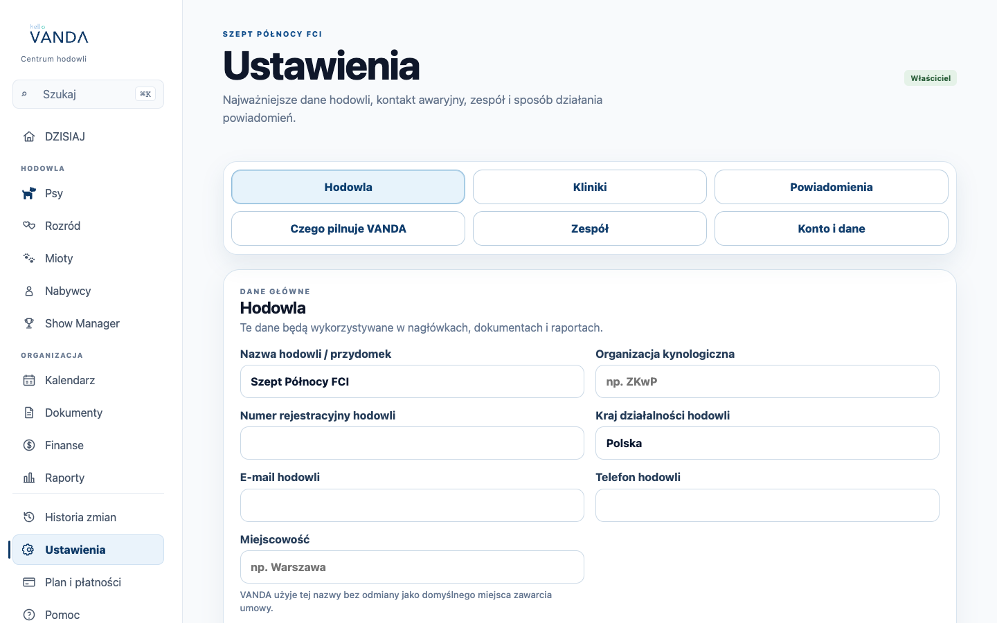 Ekran Ustawienia